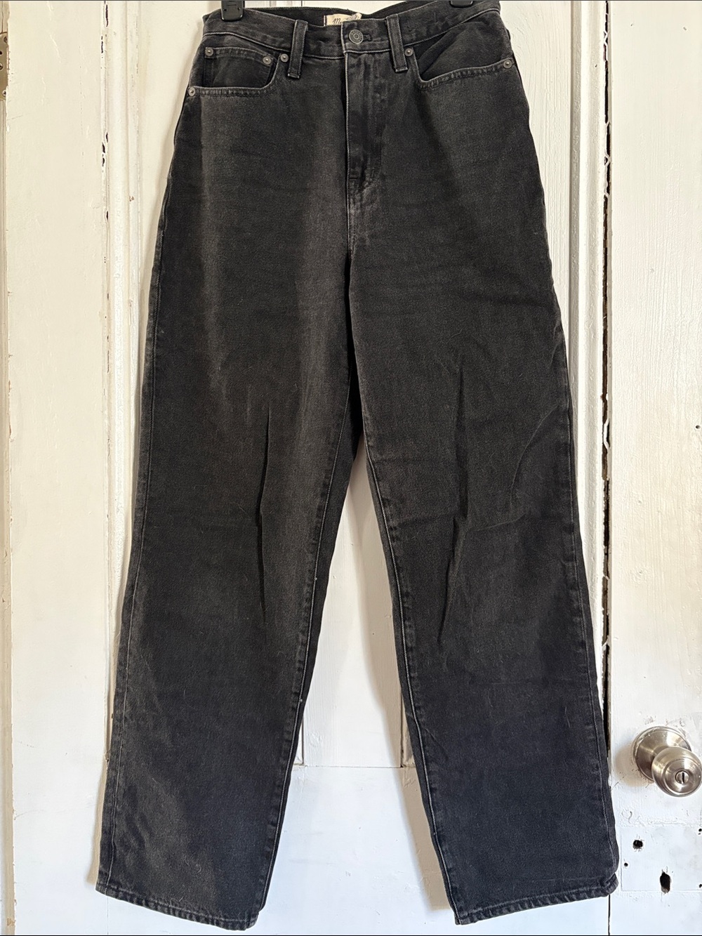 Madewell Straight Leg Jeans in Washed Black